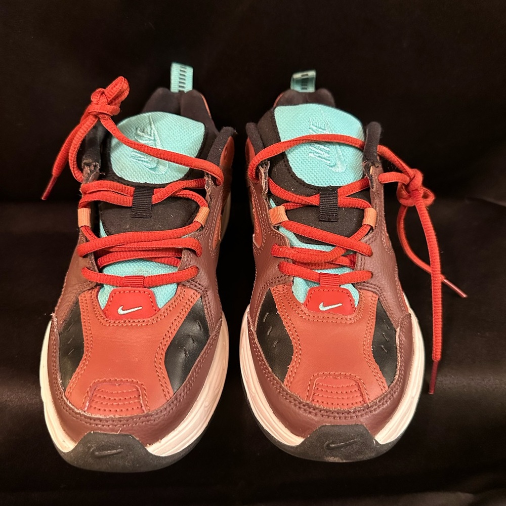 Nike women’s M2K Tekno ‘Mohagany Mink/Burnt Orange’ Sneakers